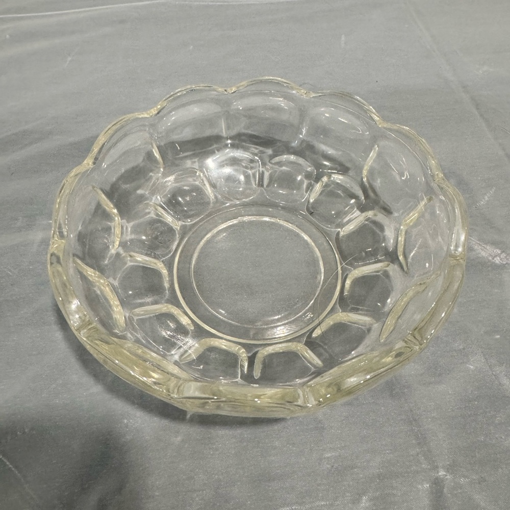 Vintage Pressed Glass Berry Bowl Clear Paneled Serving Dish Unmarked